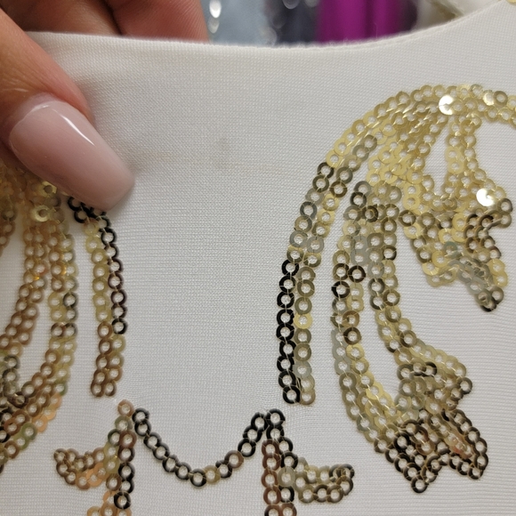 White dress with gold sequin - Picture 3 of 5